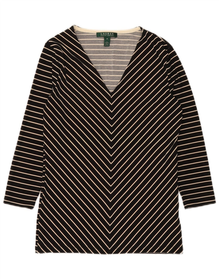 Túnica feminina Ralph Lauren manga 3/4 Reino Unido 12 médio preto Chevron