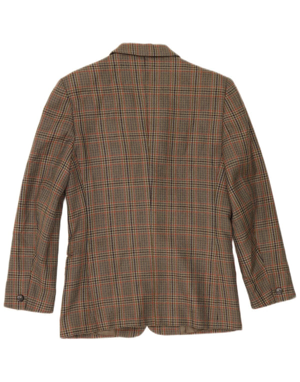 Jaqueta blazer feminina vintage com 2 botões IT 42 lã houndstooth verde médio