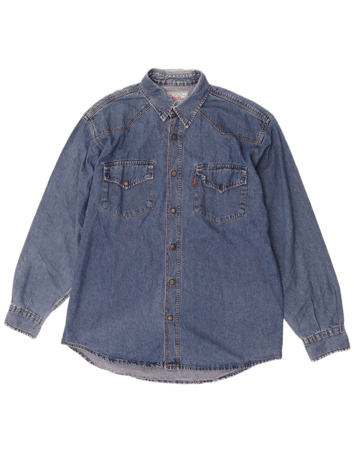 Camisa jeans masculina Perry's grande azul
