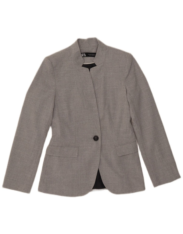 Jaqueta blazer feminina Zara com 1 botão EU 34 2XS cinza poliéster