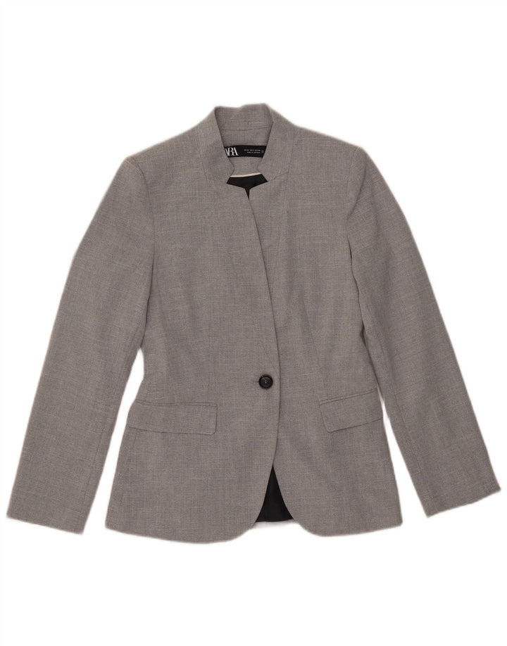 Jaqueta blazer feminina Zara com 1 botão EU 34 2XS cinza poliéster