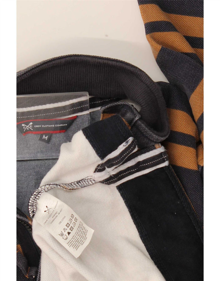 Suéter masculino Crew Clothing com zíper e gola listrada azul marinho médio