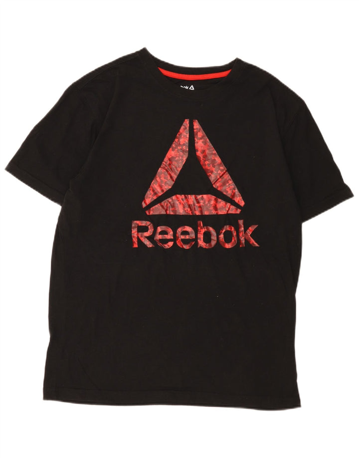 Reebok Mens Graphic T-Shirt Top Pequeno Algodão Preto