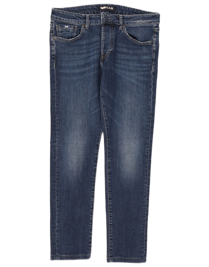Gas Womens Slim Jeans W33 L28 Azul Algodão