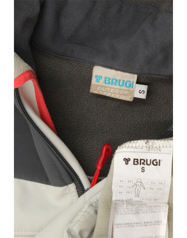 Jaqueta corta-vento feminina com capuz Brugi UK 10 Small Grey Colourblock