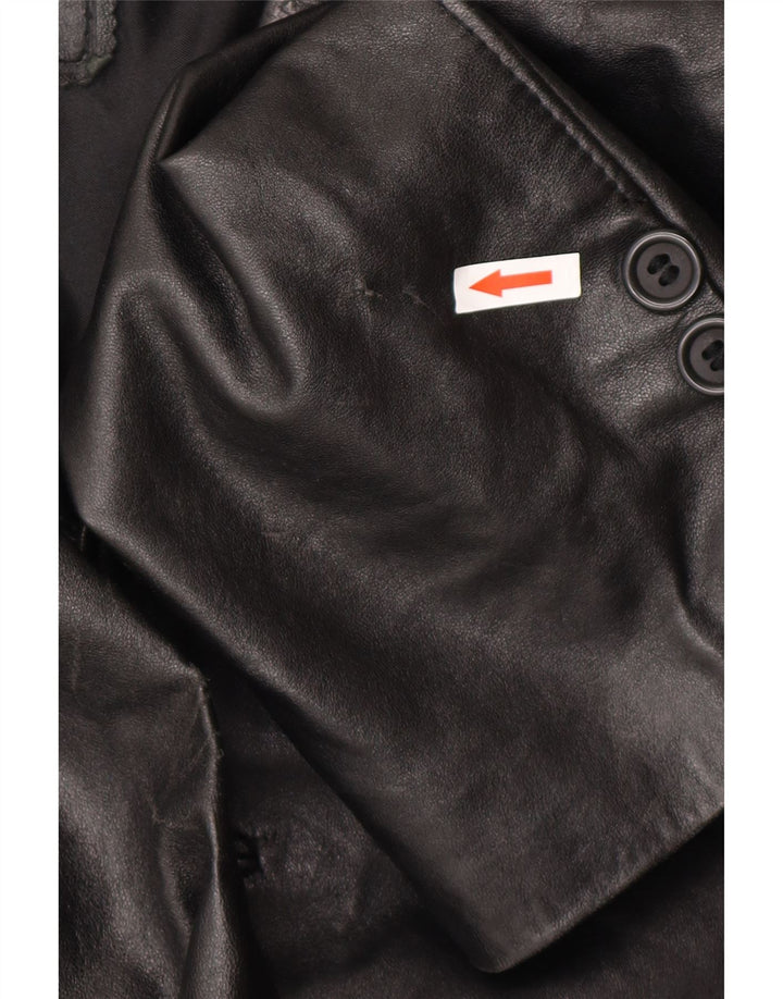 Casaco de couro feminino Wake UK 22 3XL couro preto