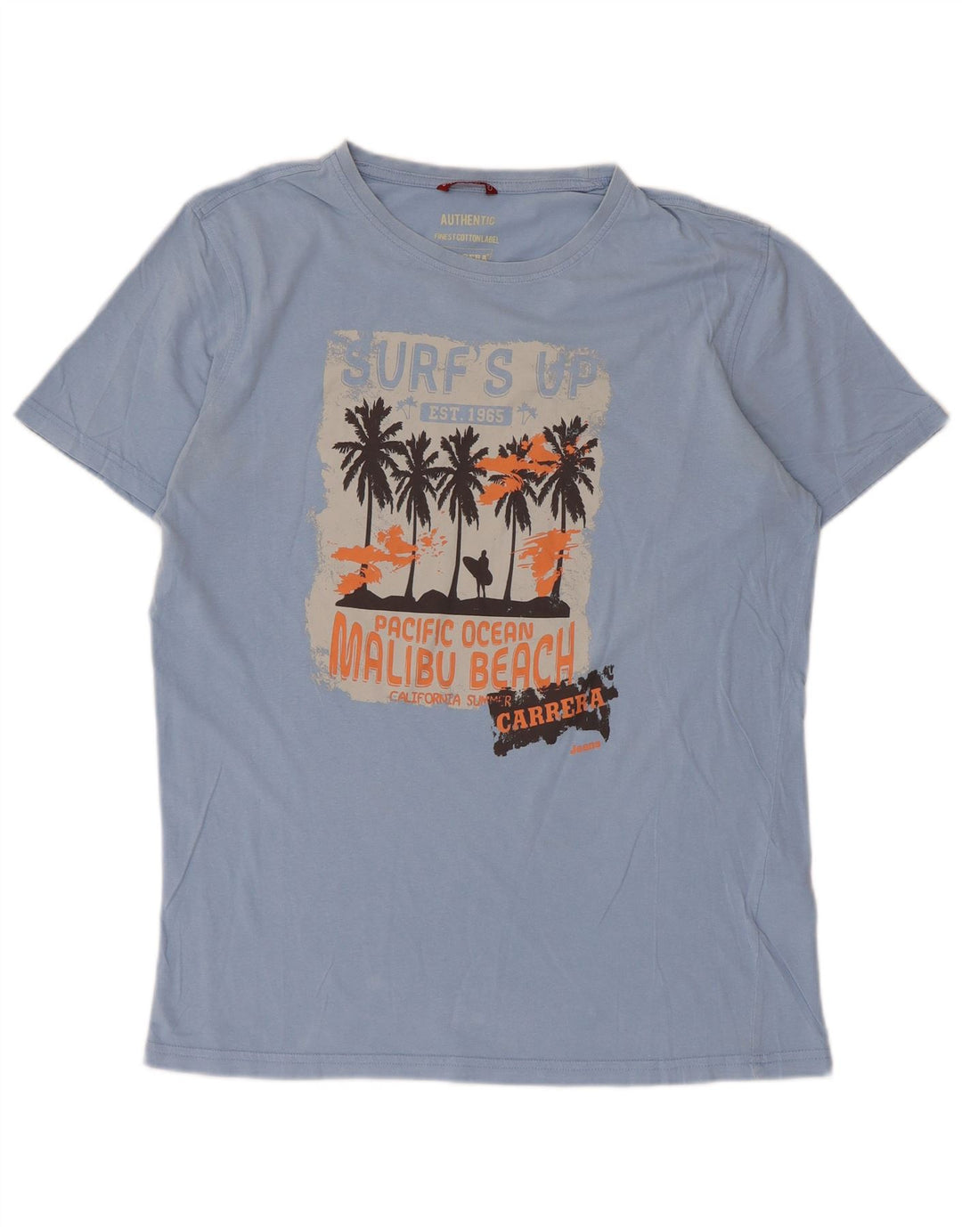 Camiseta gráfica masculina Carrera Top grande algodão azul