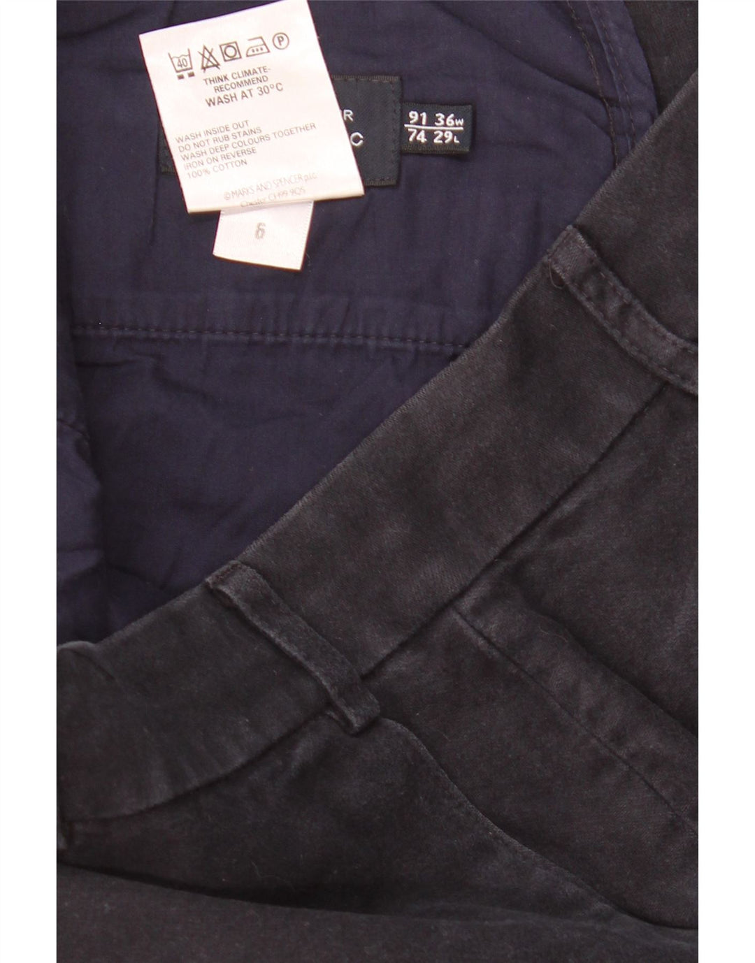 Calça chino masculina MARKS & SPENCER Blue Harbor W36 L29 azul marinho