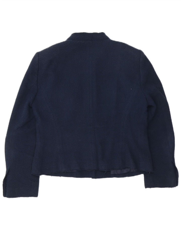 Jaqueta blazer feminina Zara com 4 botões Reino Unido 18 XL azul marinho acetato