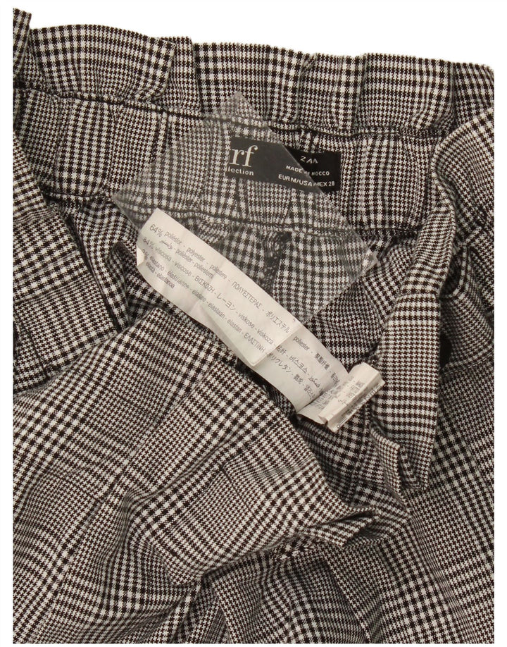 Zara Shorts feminino casual de cintura alta médio W28 poliéster xadrez preto