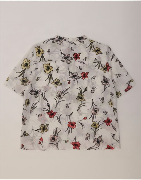 Blusa feminina de manga curta Marks & Spencer UK 18 XL branca floral