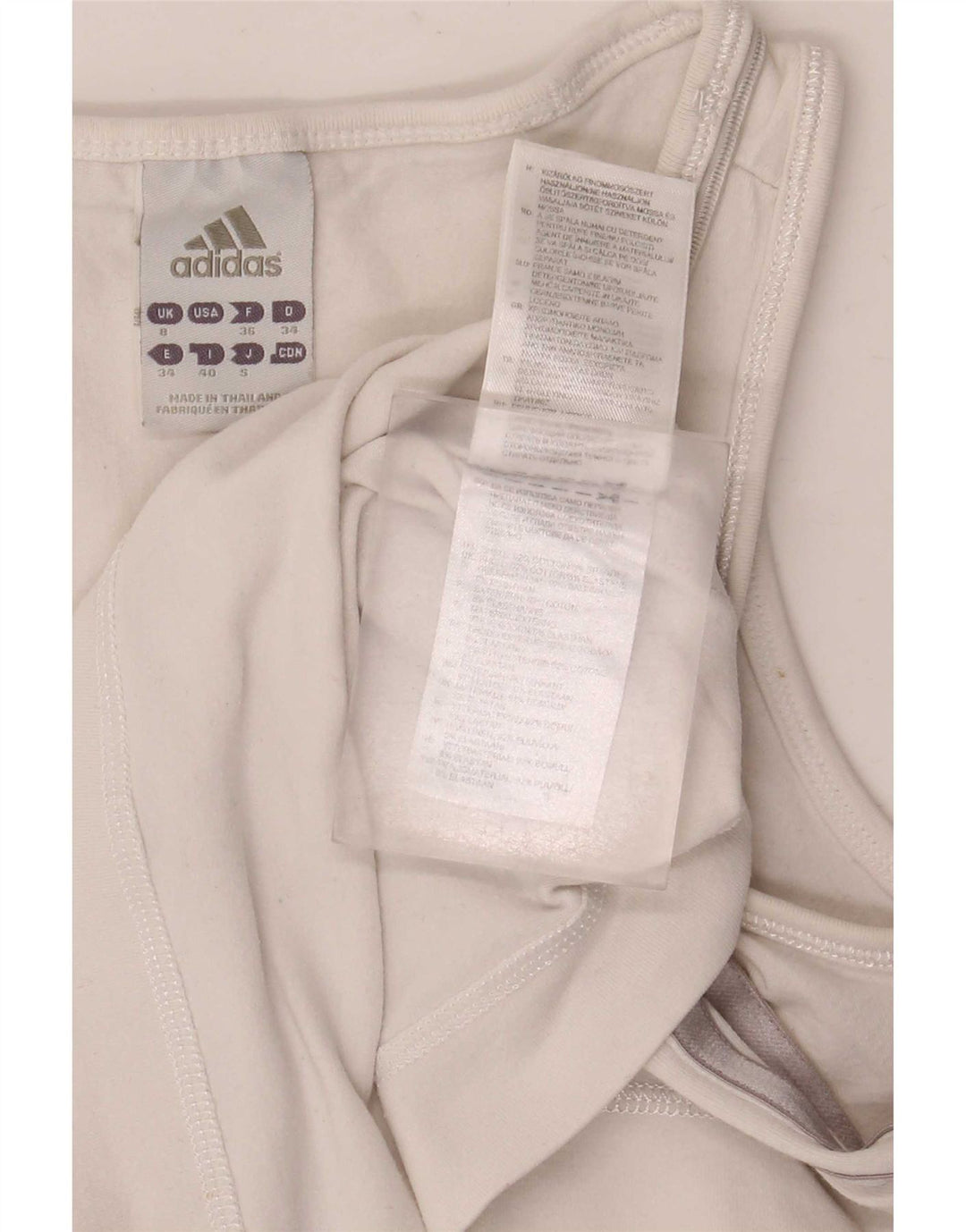 Adidas Womens Vest Top UK 8 Pequeno Algodão Branco