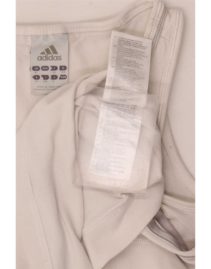 Adidas Womens Vest Top UK 8 Pequeno Algodão Branco