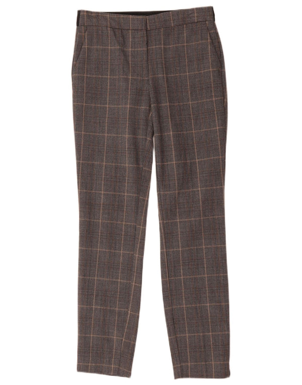 Zara Calça Chino Feminina Slim XS W25 L27 Cinza Xadrez