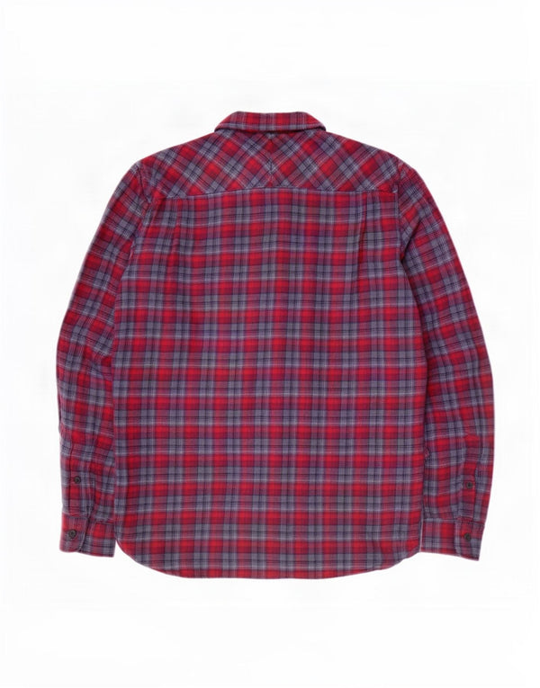 Camisa masculina de flanela French Connection algodão xadrez vermelho médio
