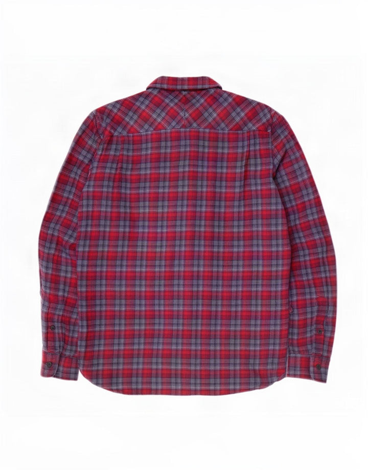 Camisa masculina de flanela French Connection algodão xadrez vermelho médio