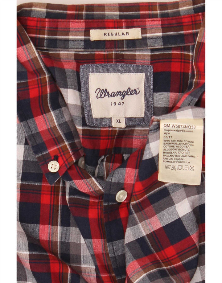 Camisa masculina de flanela Wrangler XL algodão xadrez vermelho