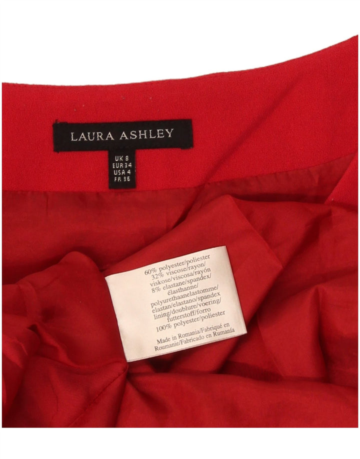 Vestido feminino Laura Ashley em linha A Reino Unido 8 pequeno poliéster vermelho
