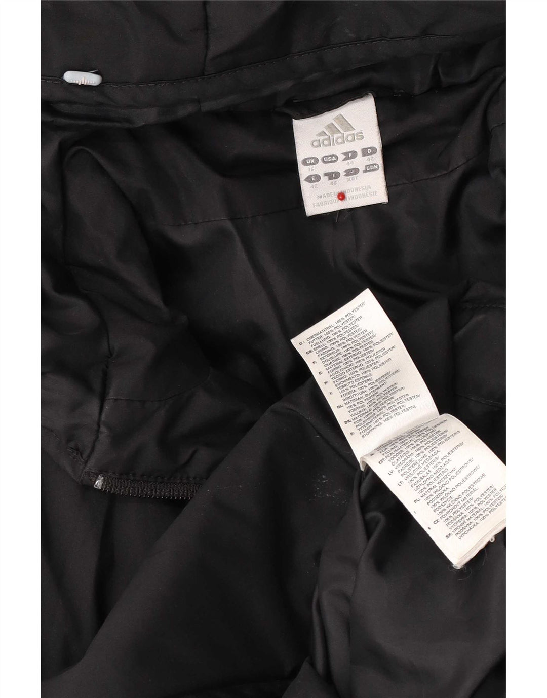 Casaco corta-vento feminino com capuz Adidas UK 16 grande poliéster preto
