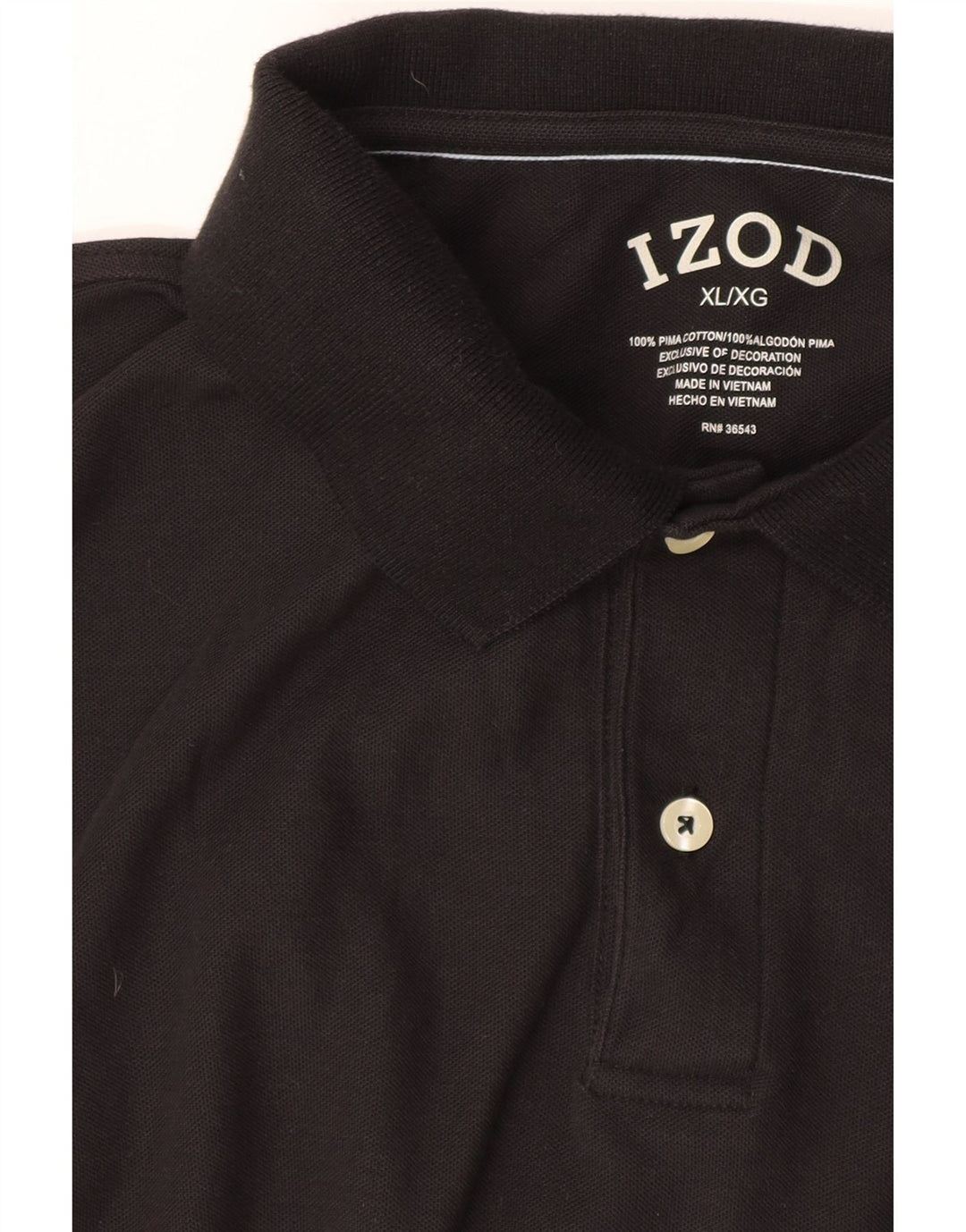 Camisa polo masculina Izod XL algodão preto