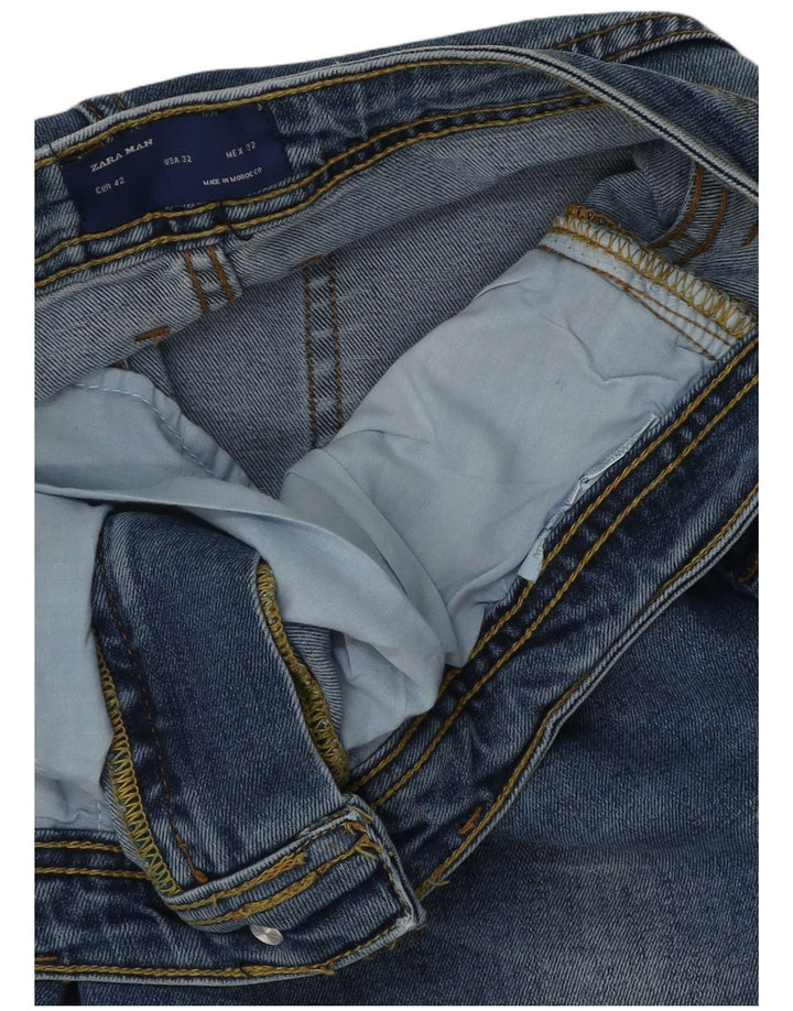 Zara Mens Slim Jeans EU 42 Grande W32 L29 Azul Algodão