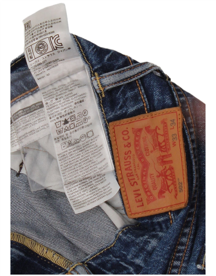 LEVI'S Masculino 502 Tapered Jeans W33 L34 Azul Algodão