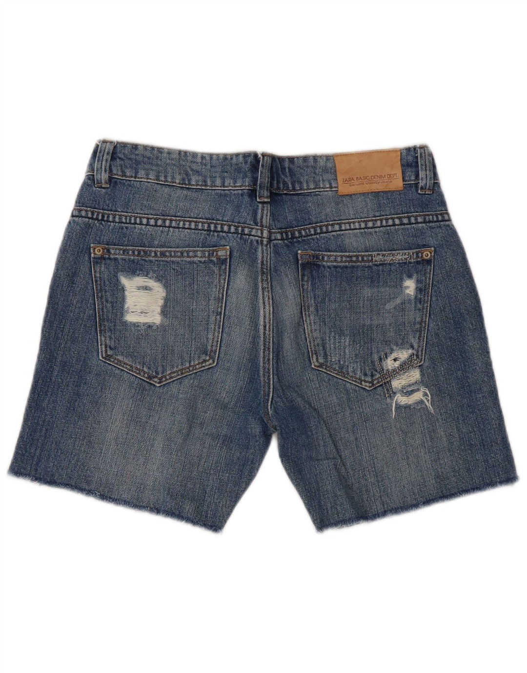 ZARA Shorts jeans feminino desgastado EU 32 2XS W22 azul