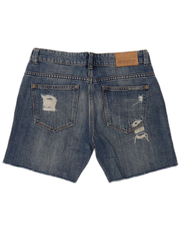 ZARA Shorts jeans feminino desgastado EU 32 2XS W22 azul