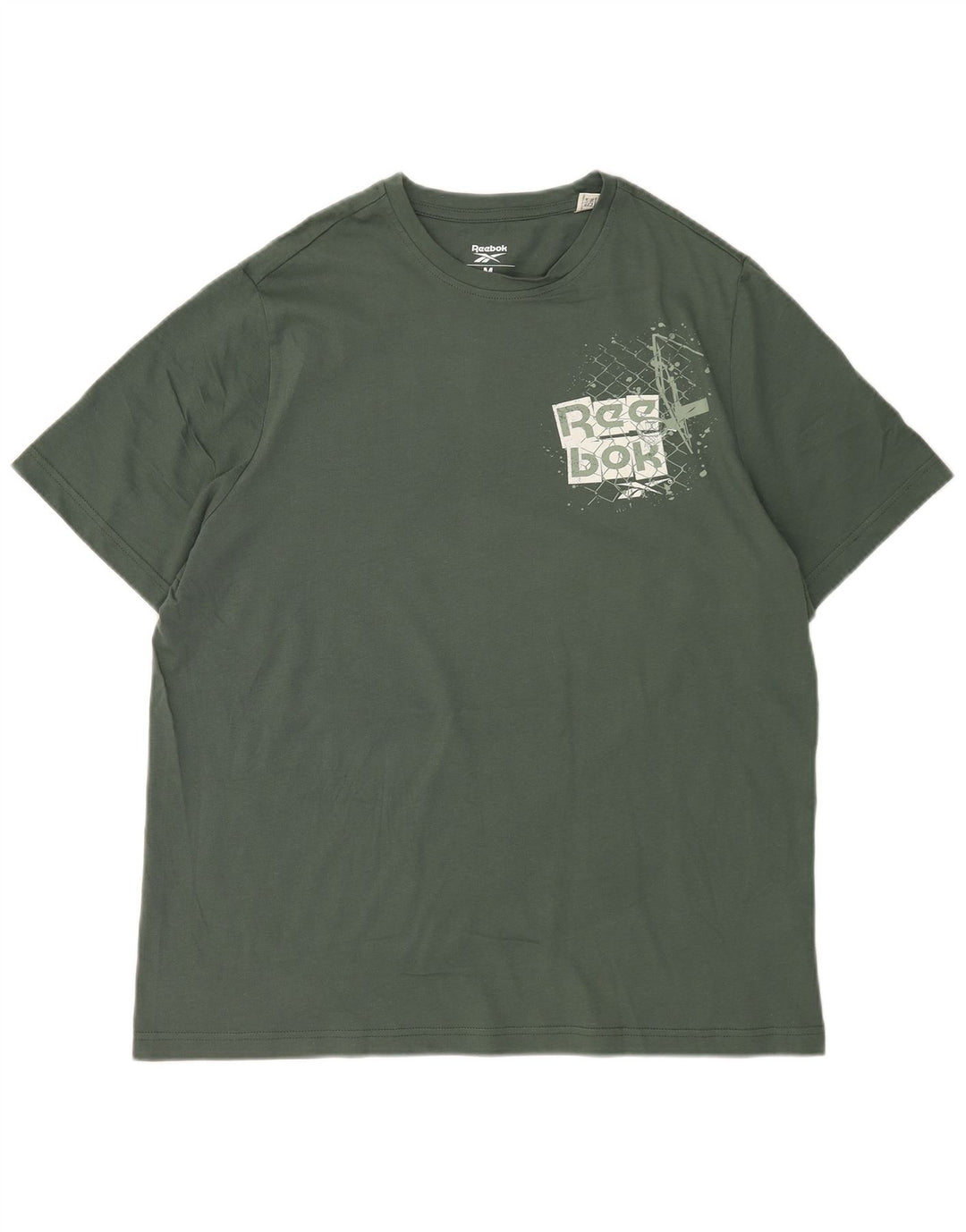 Camiseta gráfica masculina Reebok Top médio algodão verde