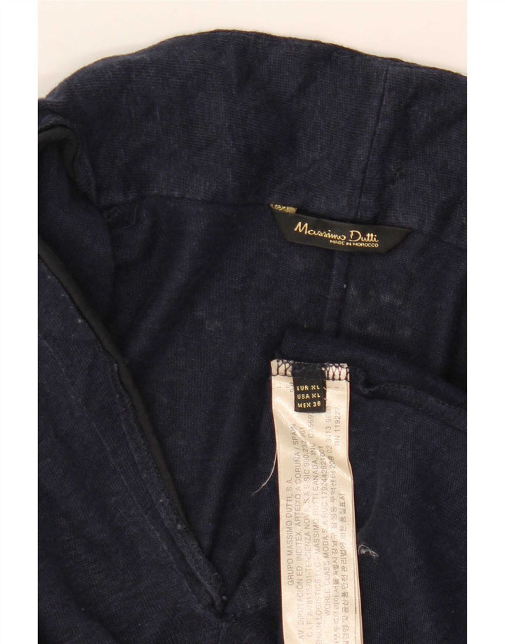 Blusa feminina Massimo Dutti UK 18 XL azul marinho linho