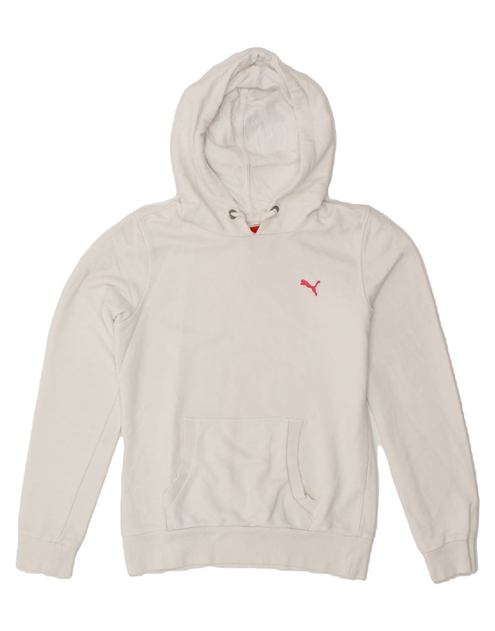 PUMA Womens Hoodie Jumper UK 12 Medium White Vintage Puma and Second-Hand Puma from Messina Hembry 