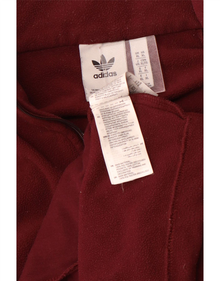 ADIDAS Mens Graphic Zip Neck Fleece Jumper XL Borgonha Poliéster