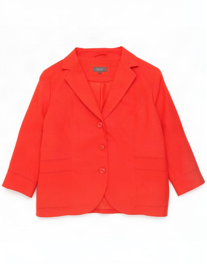 Jaqueta blazer feminina de 3 botões Marks & Spencer UK 20 2XL linho vermelho