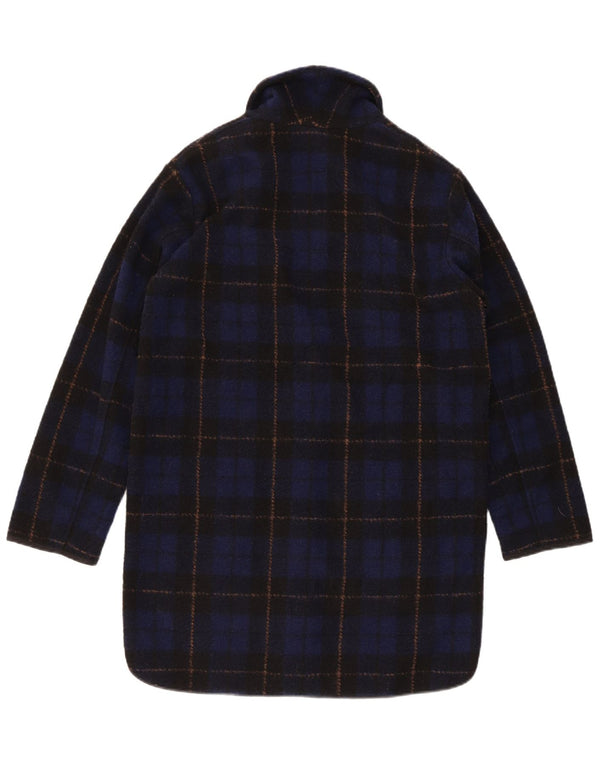 Sobretudo oversized feminino Woolrich UK 6 XS poliéster xadrez azul marinho