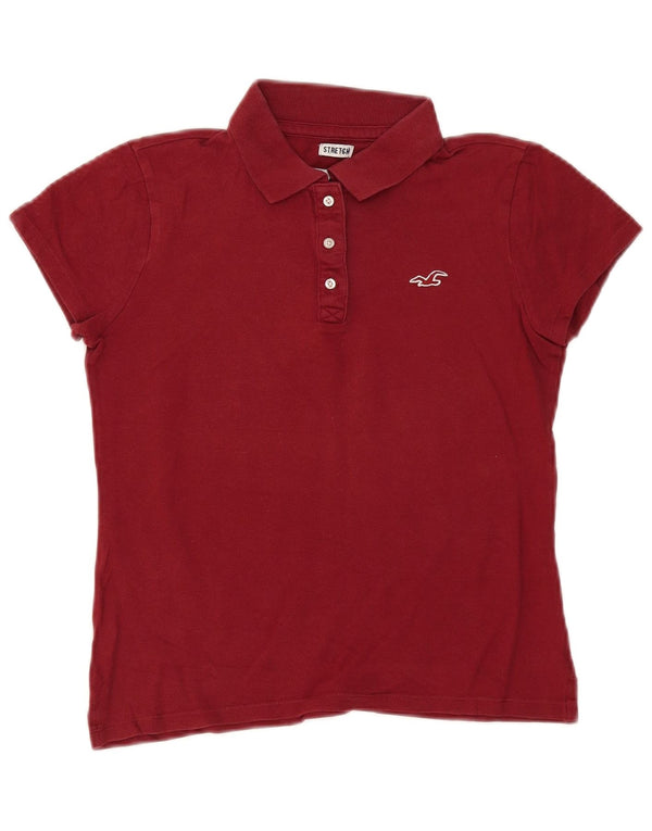 Camisa polo feminina Hollister Reino Unido 10 pequena Borgonha