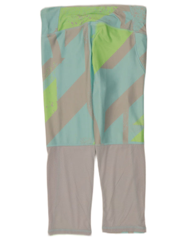 Leggings Capri Mulher Reebok UK 12/14 Poliéster Geométrico Turquesa Médio