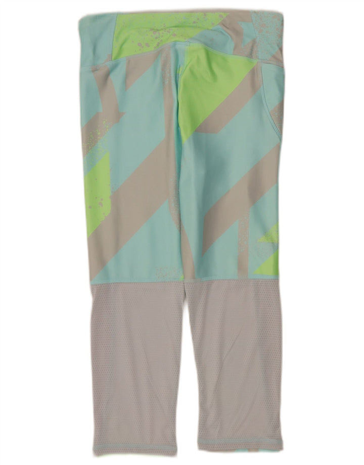 Leggings Capri Mulher Reebok UK 12/14 Poliéster Geométrico Turquesa Médio