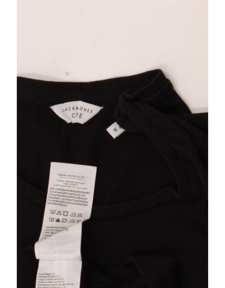 JACK & JONES Camiseta masculina gráfica Top médio algodão preto
