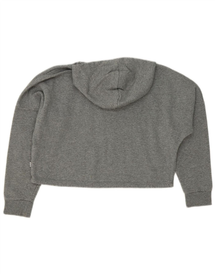 Suéter PUMA feminino oversized crop gráfico com capuz 13-14 anos algodão cinza