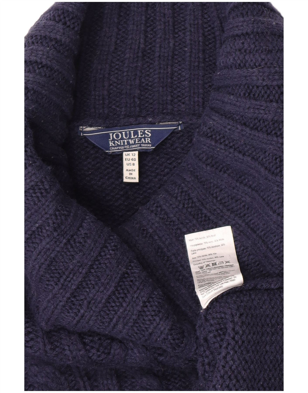 Suéter feminino Joules com gola redonda Reino Unido 12 médio azul marinho acrílico