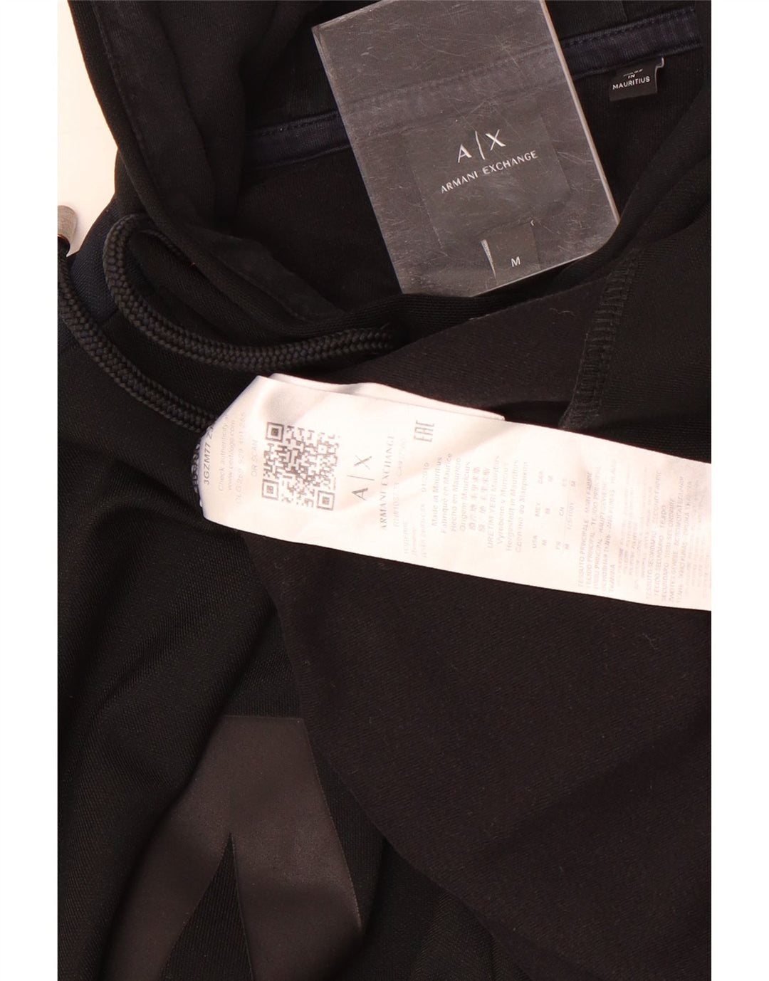 Suéter com capuz gráfico masculino Armani Exchange médio preto poliéster