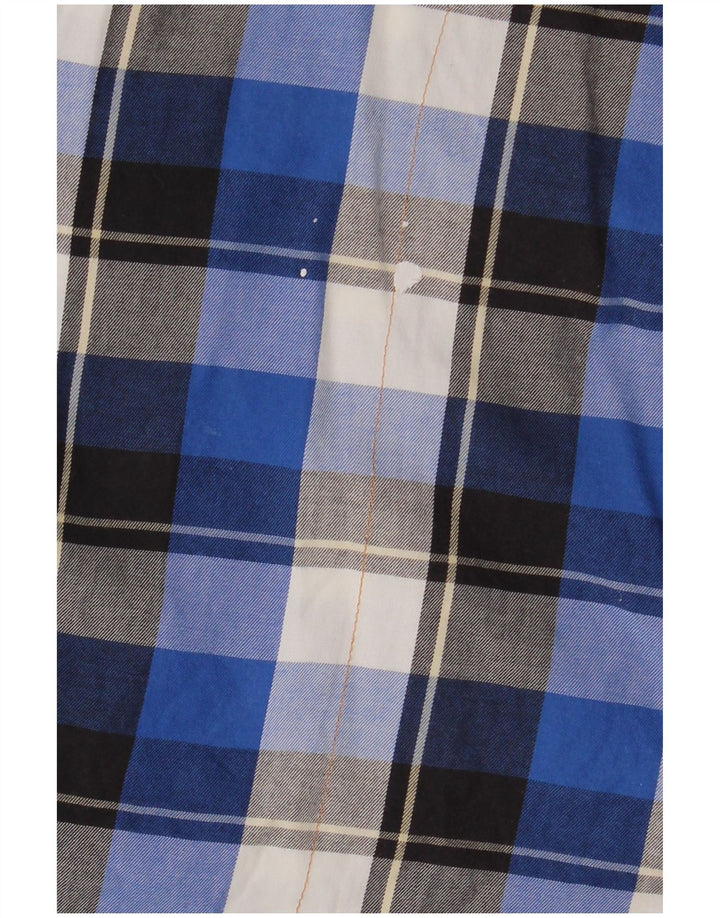 Camisa masculina de flanela G-Star grande algodão xadrez azul