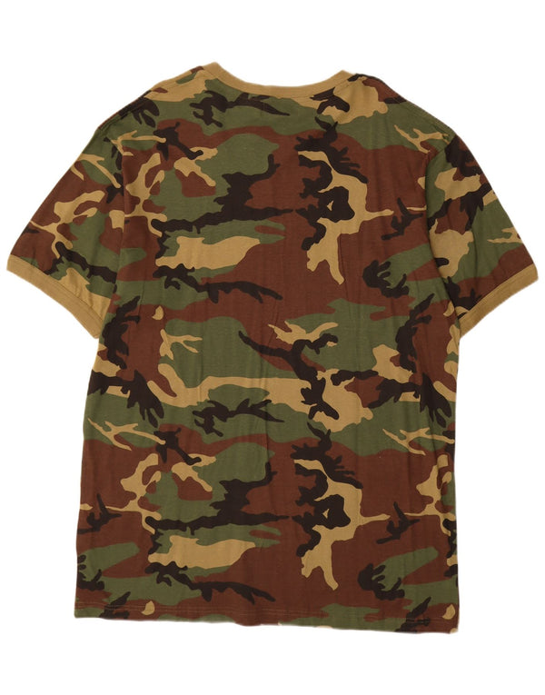 ESSE EMME Camiseta masculina Top 2XL Algodão camuflado cáqui