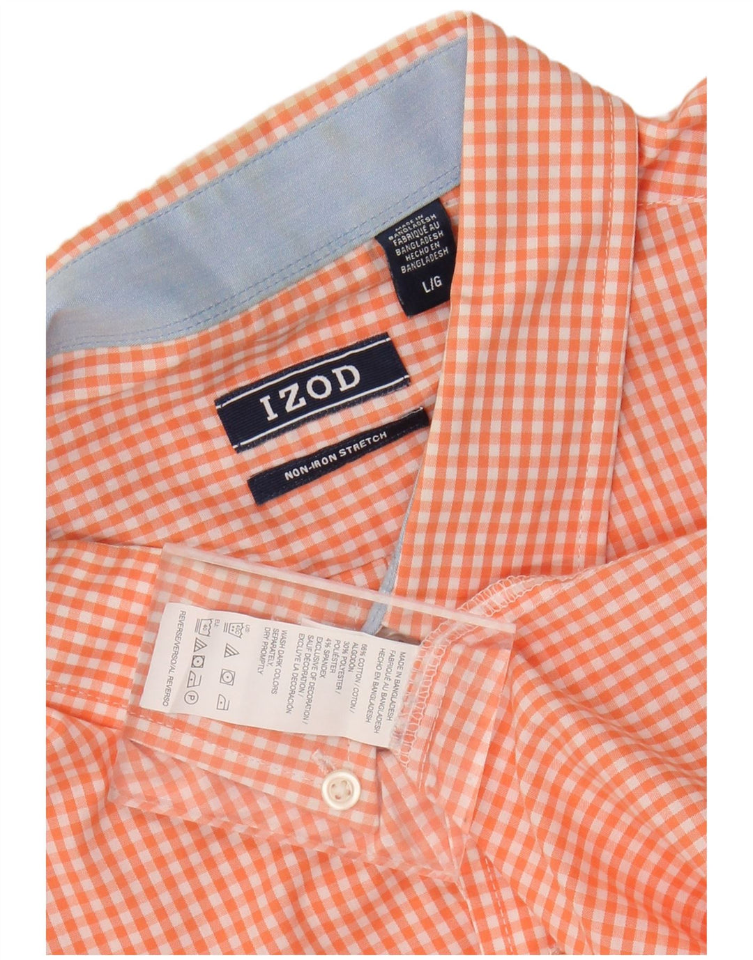 Camisa masculina Izod grande algodão guingão rosa
