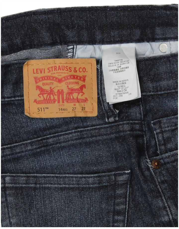 LEVI'S Girls 511 Slim Jeans 13-14 Anos W27 L27 Azul Algodão