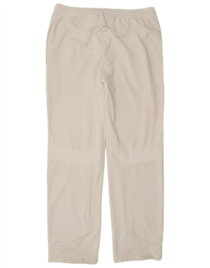 Calça de treino masculina Adidas grande poliéster branco