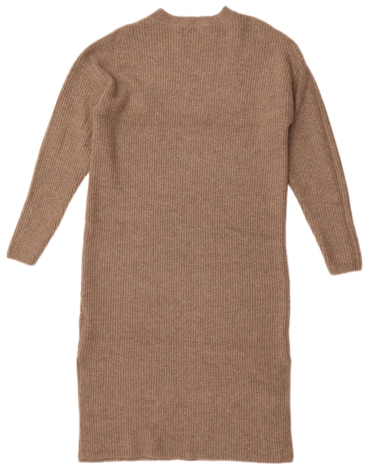 Vestido jumper feminino Marks & Spencer de manga comprida grande tamanho Reino Unido 10 pequeno marrom