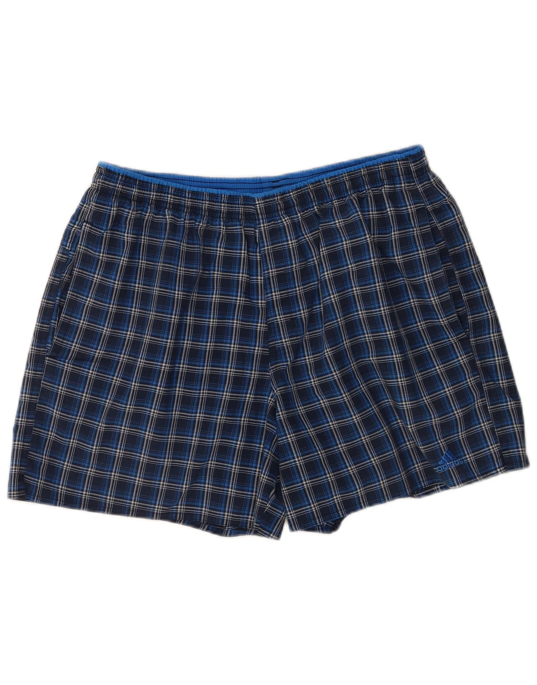 Shorts de natação masculino Adidas grande poliéster xadrez azul marinho