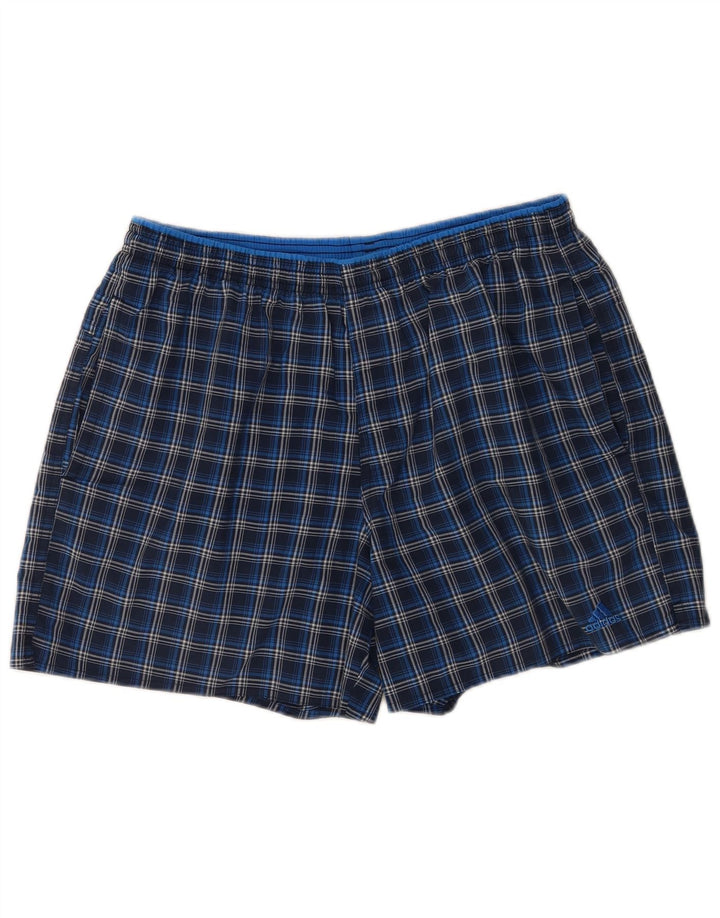 Shorts de natação masculino Adidas grande poliéster xadrez azul marinho
