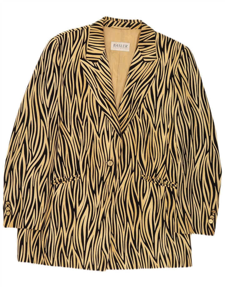 Jaqueta blazer feminina Basler com 1 botão UK 14 estampa animal amarelo médio